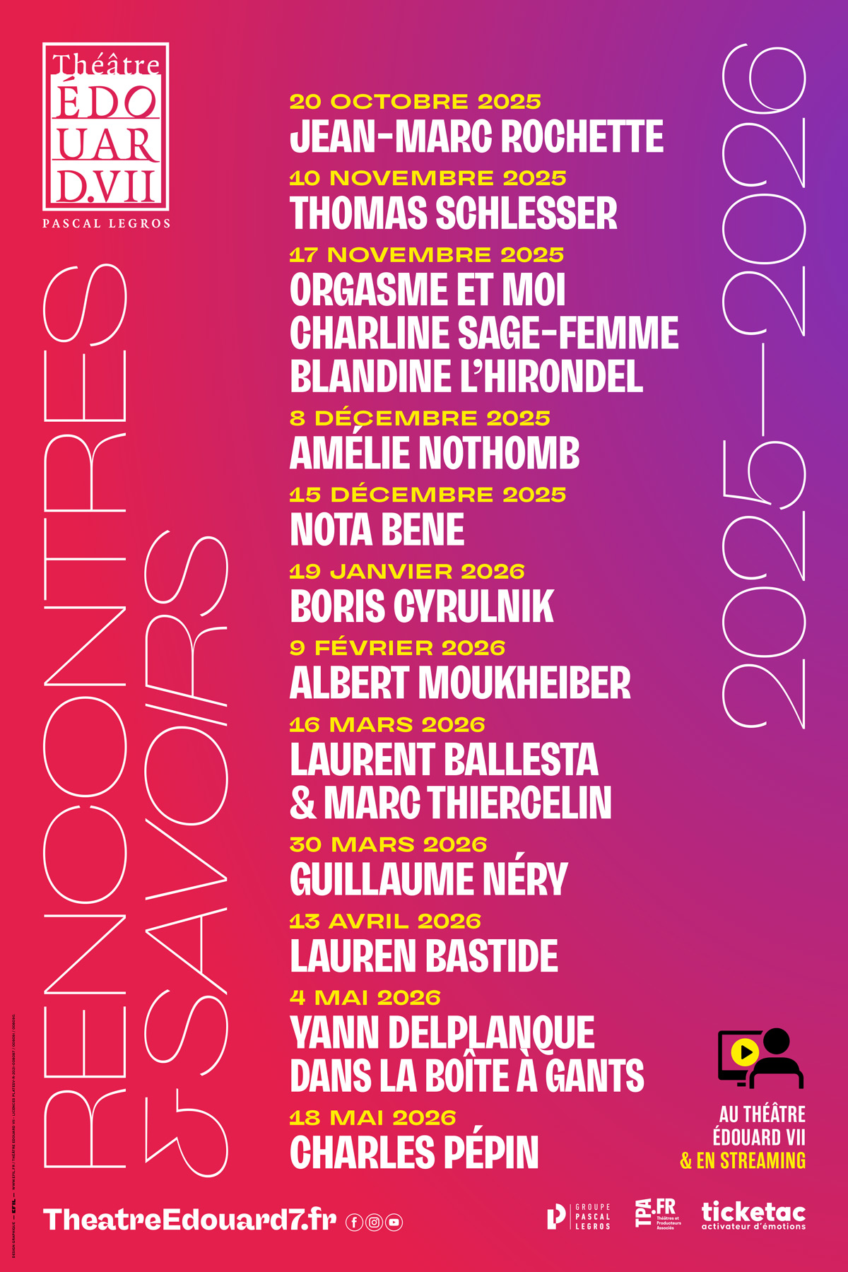Affiche du spectacle : Abonnements au cycle de conférences